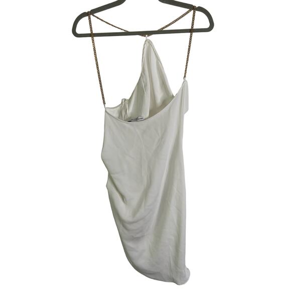 Amanda Uprichard Evie Asymmetric Chain-Embellished Mini Dress Ivory Size Small - Picture 8 of 10